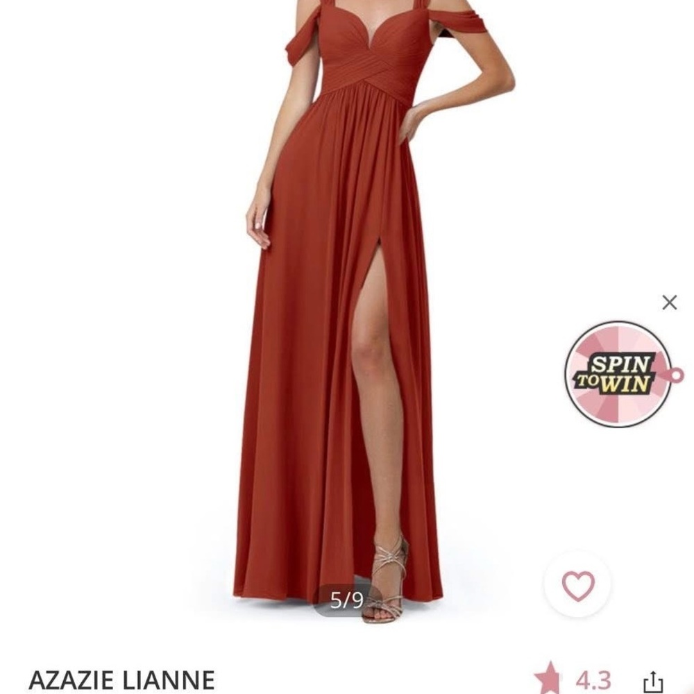 Azazie Lianne Off-Shoulder Rust Dress